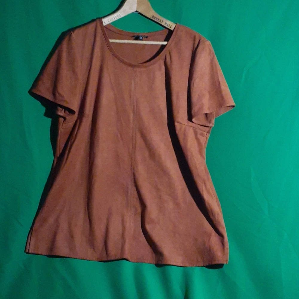 Conrad C collection sz 14 brown faux suede top